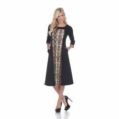 White Mark Clothing Dresses 3/4 Sleeve Flared Midi Dress