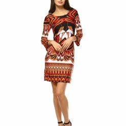White Mark Clothing Dresses 3/4 Sleeve Tribal Dress