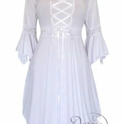 Dare Fashion USA Dresses Sexy Gothic Square Neck Lace Trim Fairy Sleeve Corset Dress In Icing