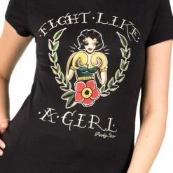 Pinky Star T-Shirts Fight Like A Girl Black T Shirt
