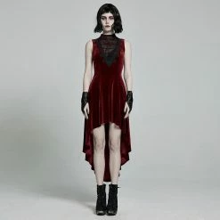 Punk Rave Dresses Asymmetrical Sleeveless Velvet Gothic Dress