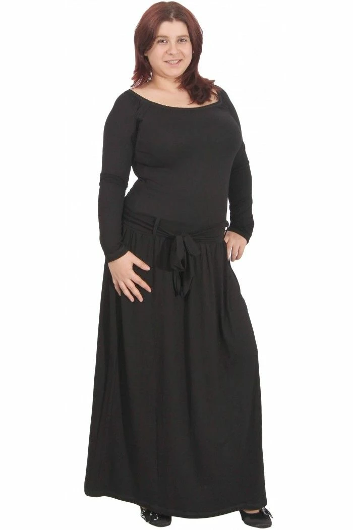 RebelsMarket Dresses Long Black Dress, Long Sleeve Dress, Bodycon Dress, Midi Plus Size Dress - Image 4