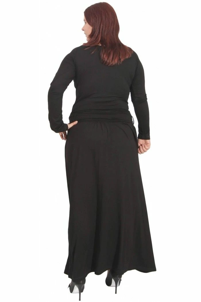 RebelsMarket Dresses Long Black Dress, Long Sleeve Dress, Bodycon Dress, Midi Plus Size Dress - Image 5