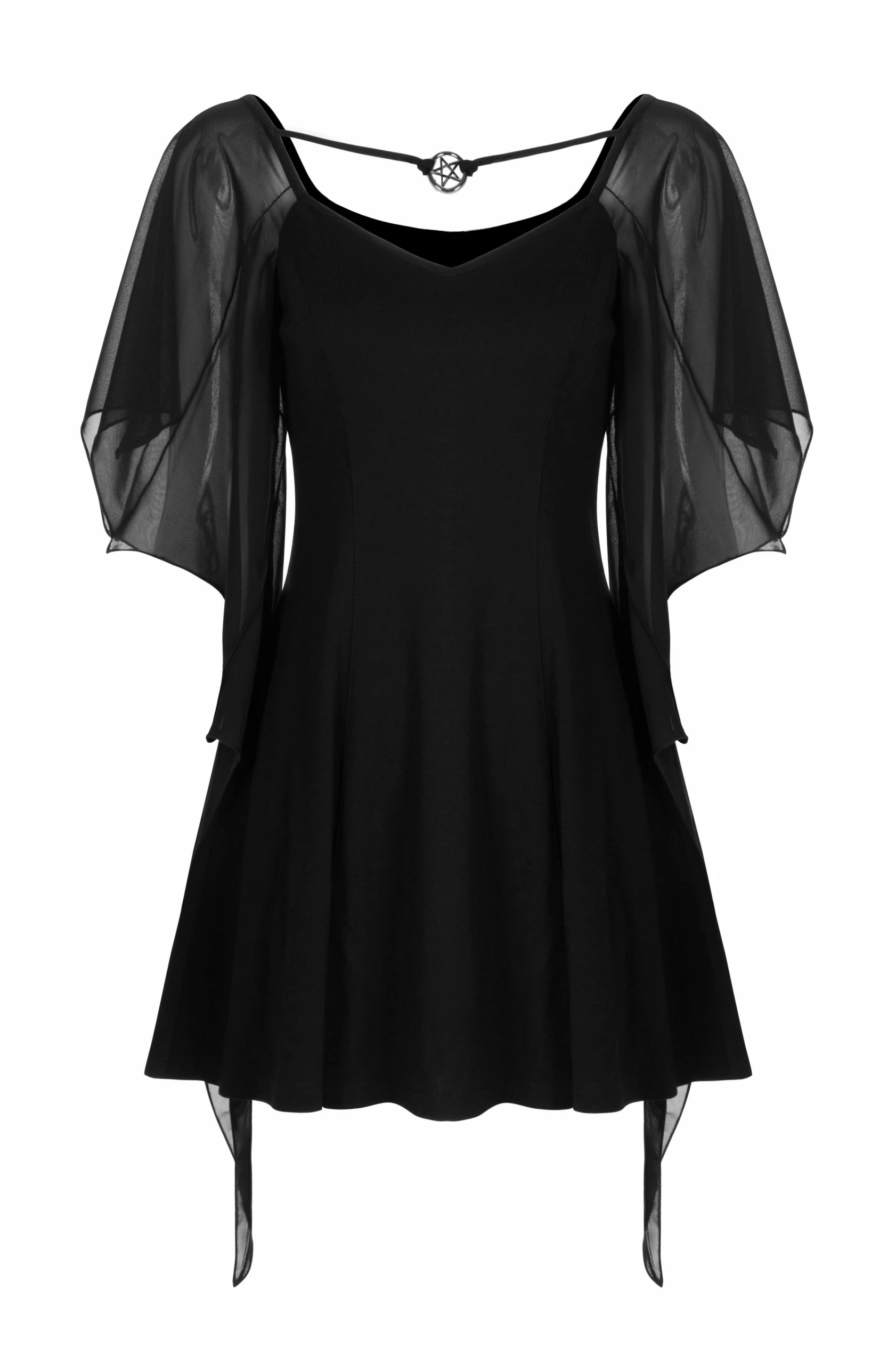 Punk Rave Dresses Bat Wing Sleeves Black Mini Dress - Image 5