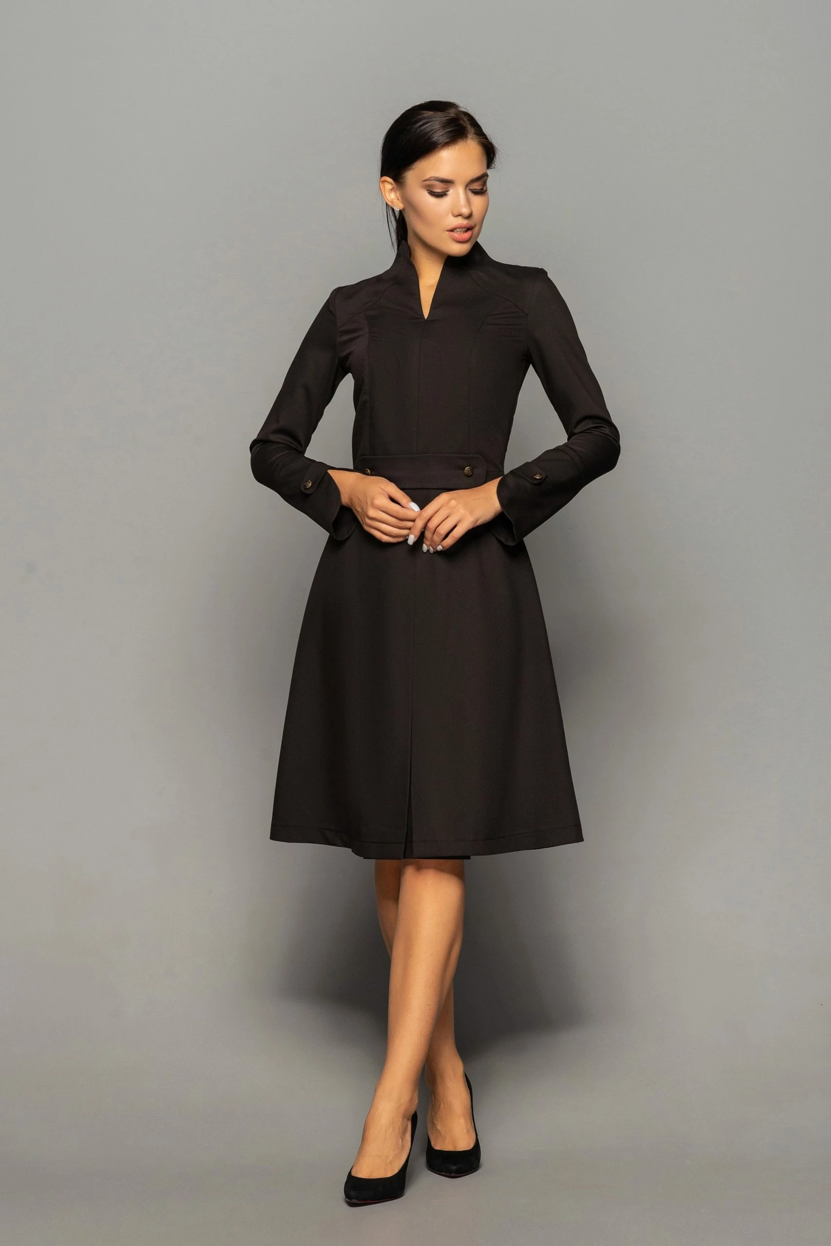 RebelsMarket Black Cocktail Dress, Long Sleeve Office Dresses For Women - Image 4