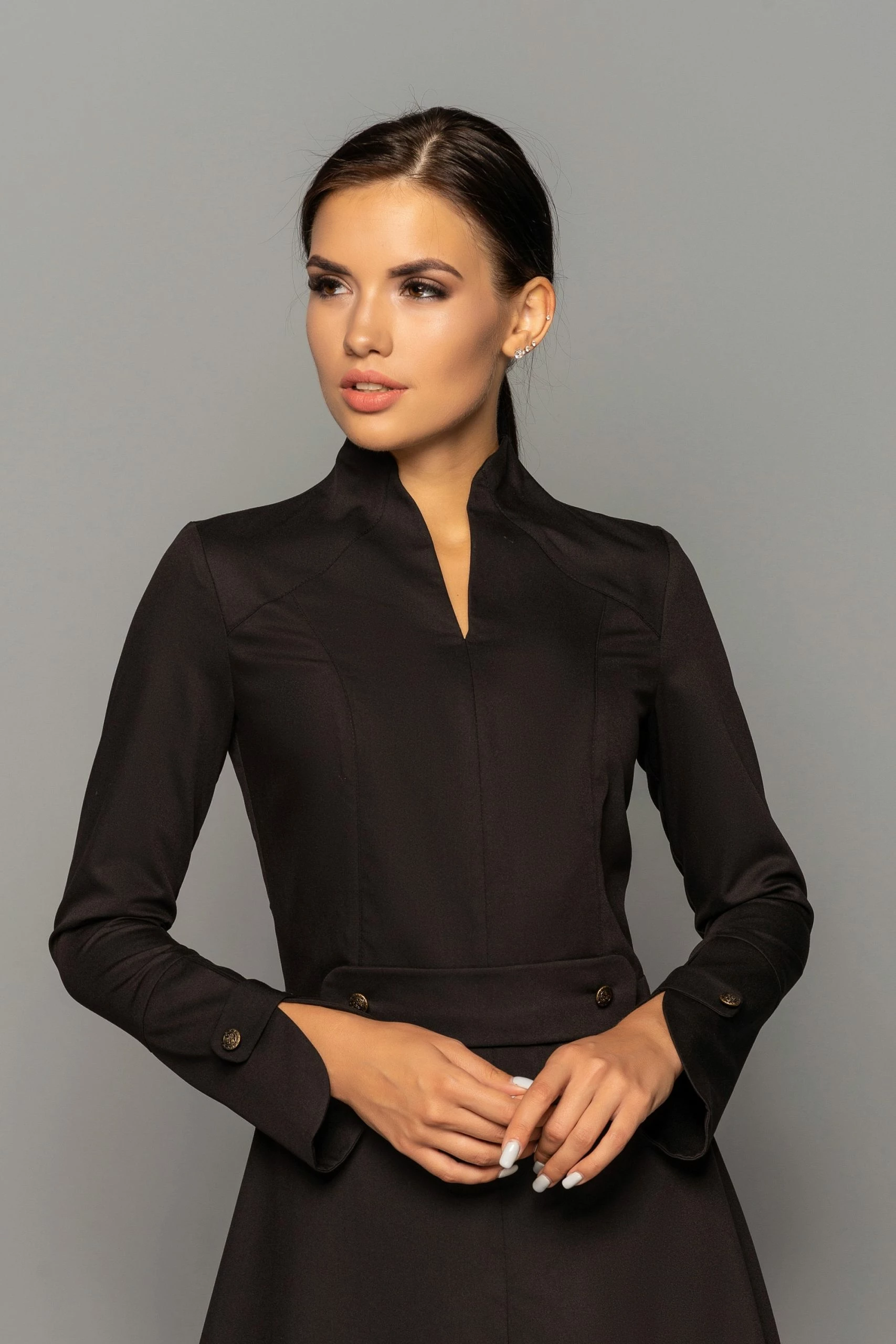 RebelsMarket Black Cocktail Dress, Long Sleeve Office Dresses For Women - Image 5