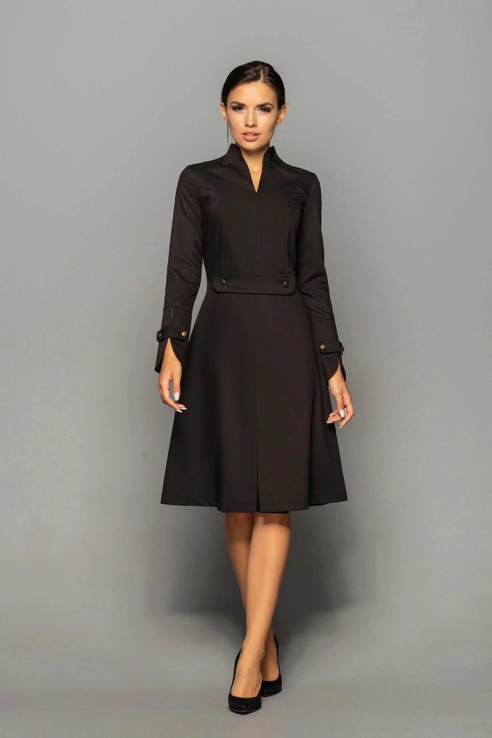 RebelsMarket Black Cocktail Dress, Long Sleeve Office Dresses For Women