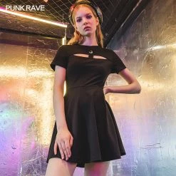 Punk Rave Dresses Black Cut Out Skater Dress
