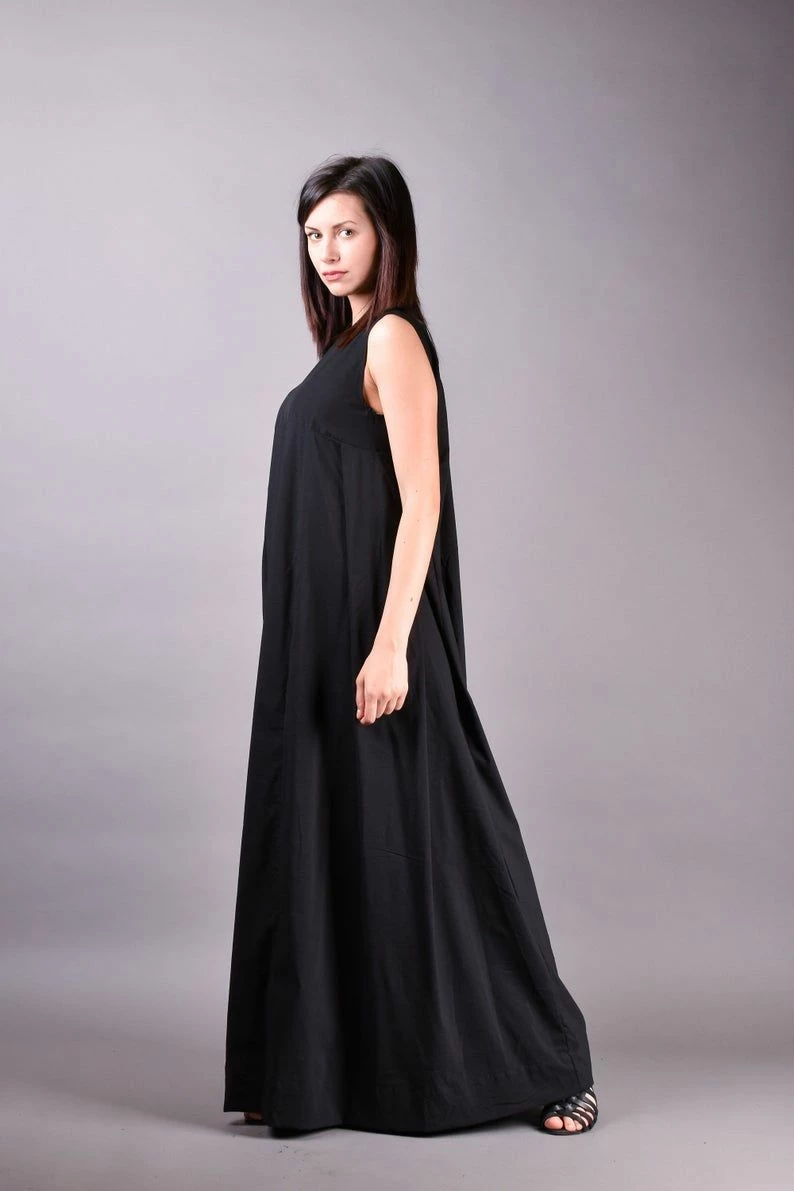 RebelsMarket Dresses Black Dress, Kaftan Dress, Summer Dress, Long Black Dress, Loose Dress - Image 2