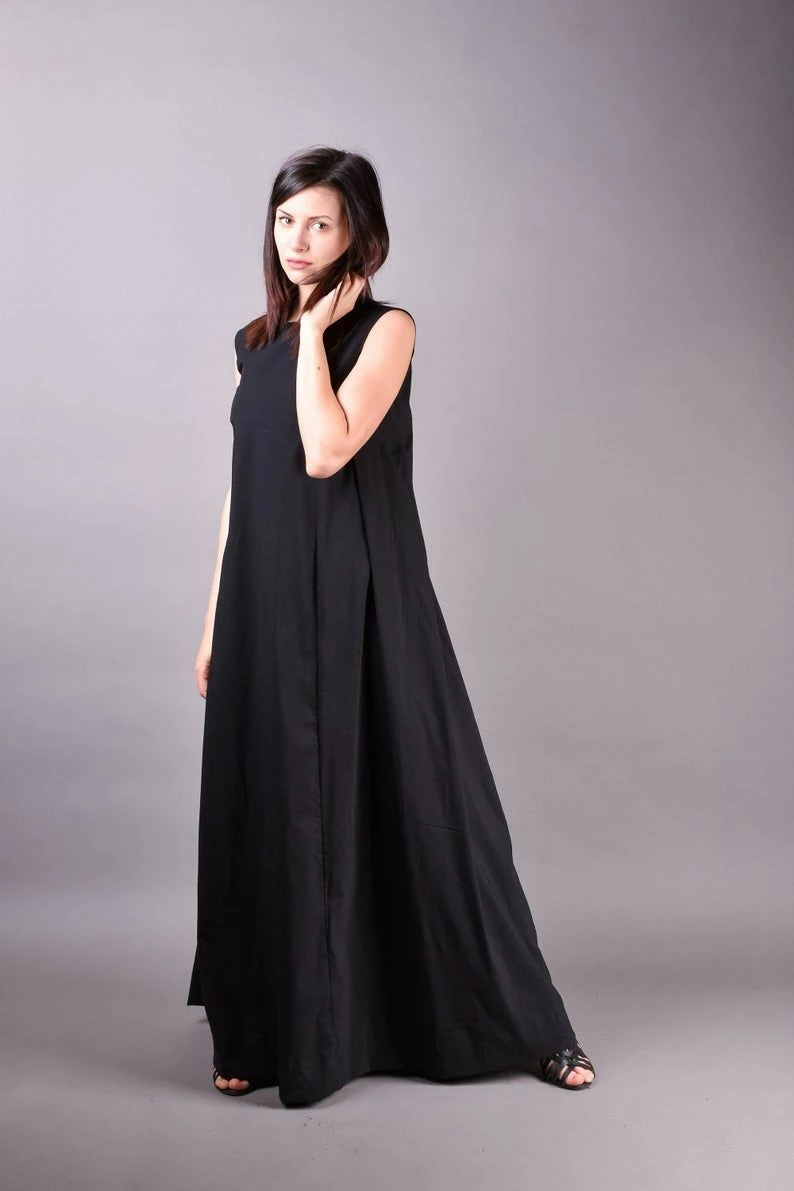 RebelsMarket Dresses Black Dress, Kaftan Dress, Summer Dress, Long Black Dress, Loose Dress - Image 3