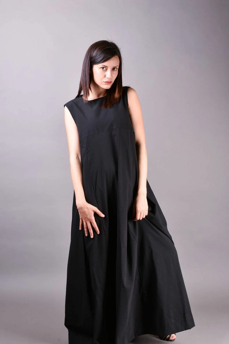 RebelsMarket Dresses Black Dress, Kaftan Dress, Summer Dress, Long Black Dress, Loose Dress - Image 4