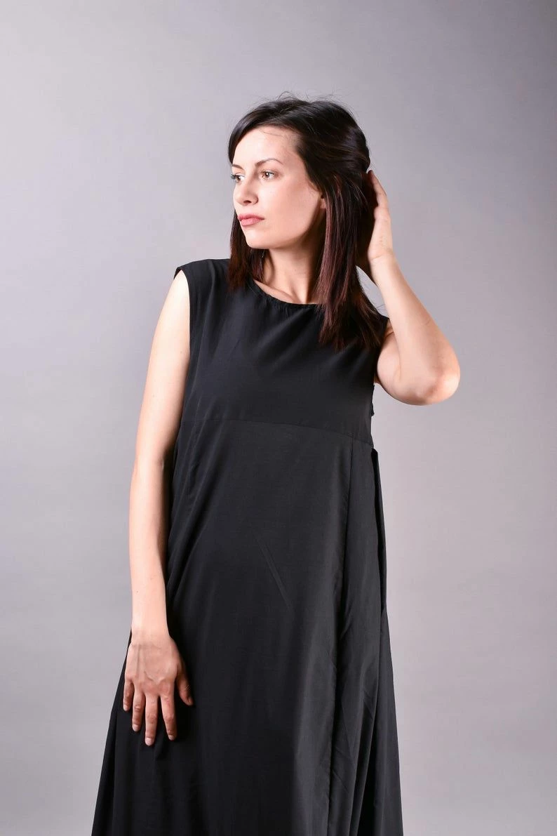 RebelsMarket Dresses Black Dress, Kaftan Dress, Summer Dress, Long Black Dress, Loose Dress - Image 5