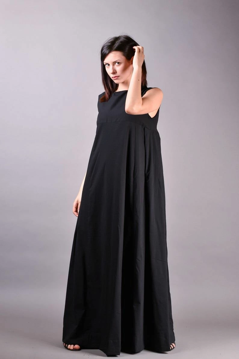 RebelsMarket Dresses Black Dress, Kaftan Dress, Summer Dress, Long Black Dress, Loose Dress - Image 6