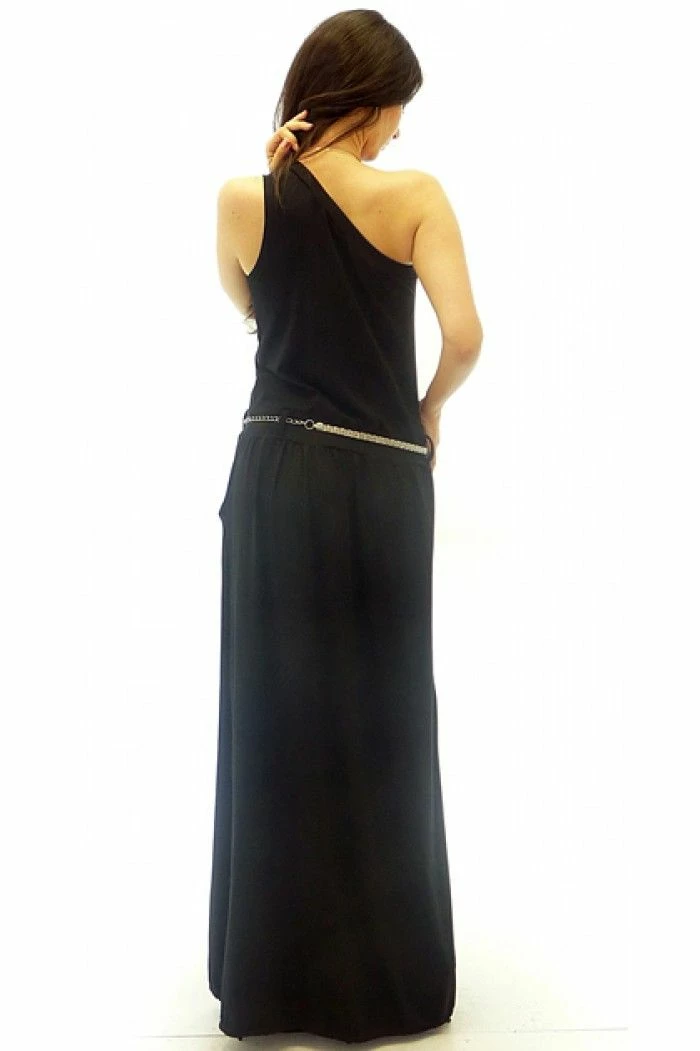 RebelsMarket Dresses Long Black Dress, Bare Shoulder Dress, One Shoulder Dress, Plus Size Dress - Image 4