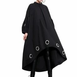 RebelsMarket Dresses Gothic Long Sleeve Metal Hollow Out Dress