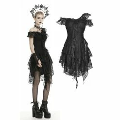 Dark In Love Dresses Black Gothic Asymmetrical Layered Lace Dress