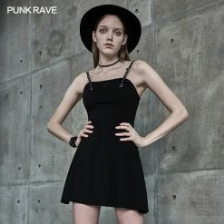 Punk Rave Dresses Black Hearts Embroidered Punk Dress