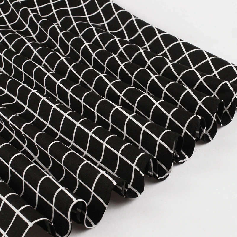 FashionSprout Dresses Black Knot Neck Turn-Down Collar 3/4 Sleeve Mid-Calf Plaid - Image 5