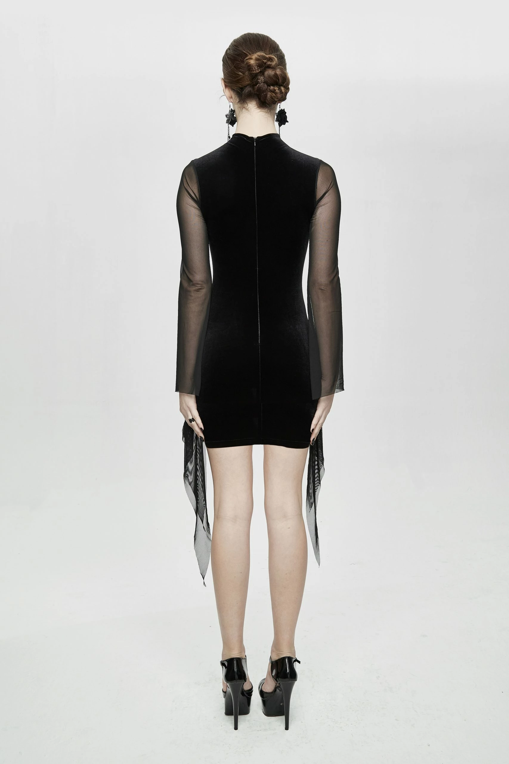 Thinkers Clothing Dresses Black Skinny-Fit Patchwork Mini Dress - Image 4