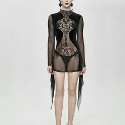 Thinkers Clothing Dresses Black Skinny-Fit Patchwork Mini Dress