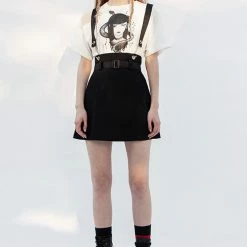 Punk Rave Dresses Black Suspender Mini Dress