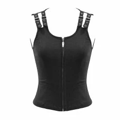 Thinkers Clothing Tanks Tops & Camis Gothic Punk Buckle Straps Front Zipper Slimfit Waistcoat