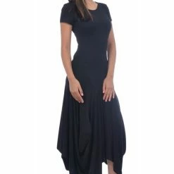 RebelsMarket Dresses Black Bagy Dress, Short Sleeve Pencil Dress, Bodycon Plus Size Dress