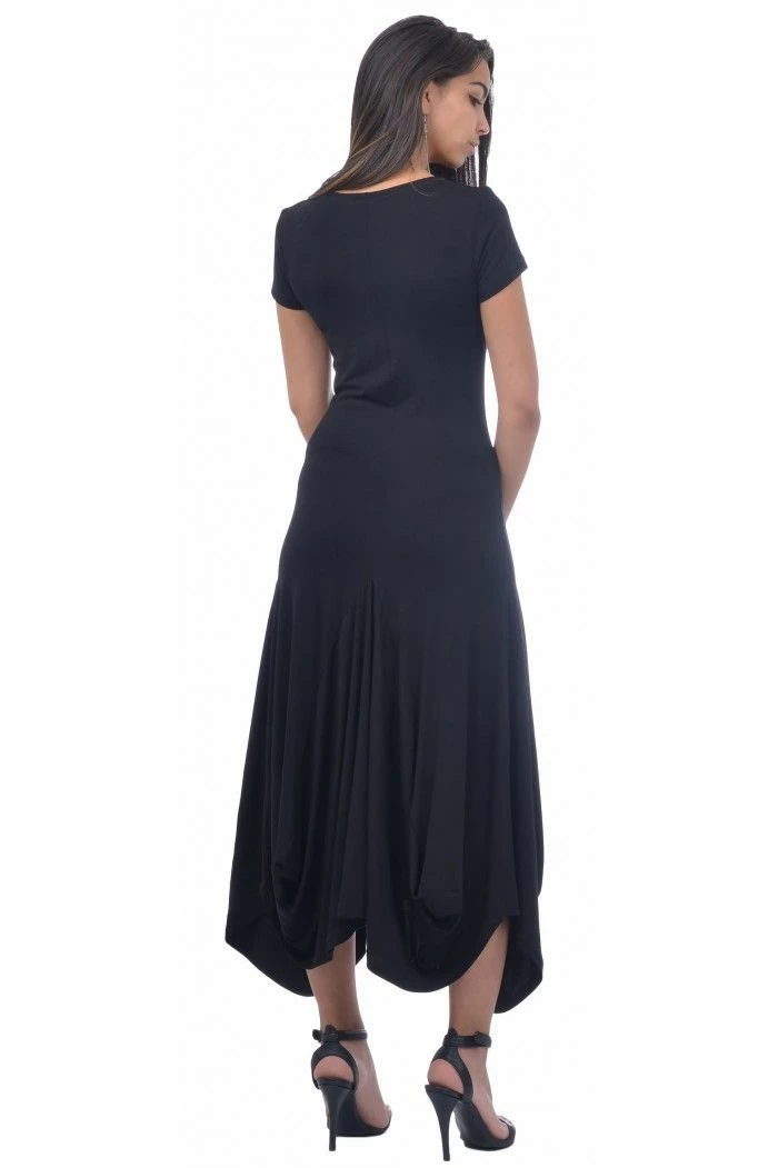 RebelsMarket Dresses Black Bagy Dress, Short Sleeve Pencil Dress, Bodycon Plus Size Dress - Image 4