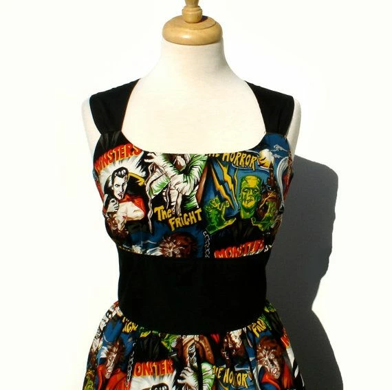 RebelsMarket Dresses Classic Pinup Monsters Dress - Image 2
