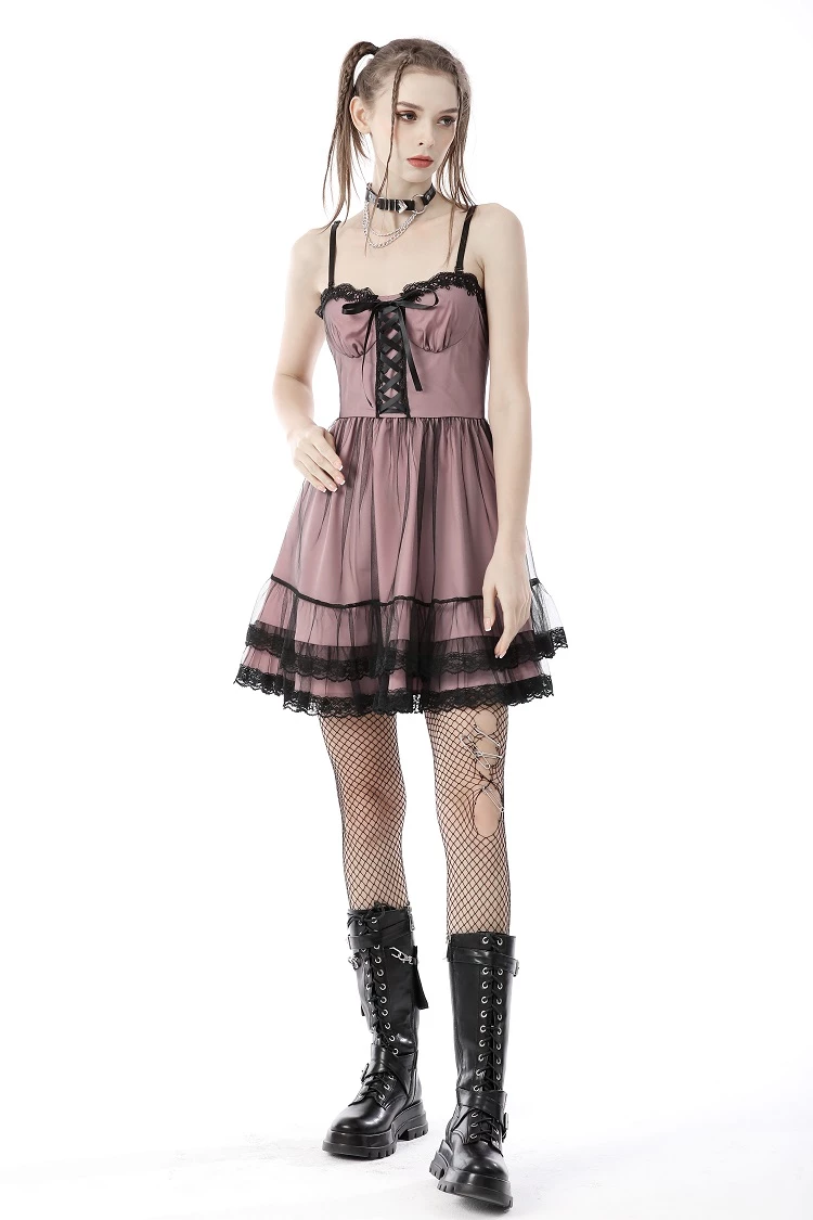 Dark In Love Dresses Cool Mesh Pink Doll Dress - Image 6