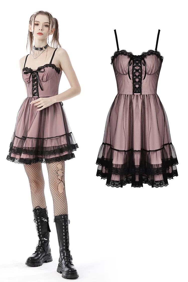 Dark In Love Dresses Cool Mesh Pink Doll Dress
