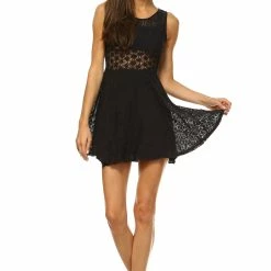 White Mark Clothing Dresses Crochet Lace Skater Dress