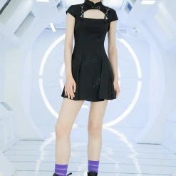 Punk Rave Dresses Cut Out Suspender Black Dress