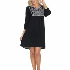 White Mark Clothing Dresses Embroidered Tunic Dress