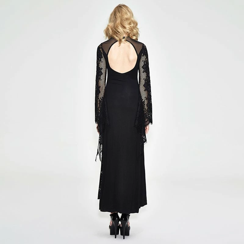 Thinkers Clothing Dresses Gothic Flare Sleeves Hollow Out Floral Lace Long Dress - Image 3