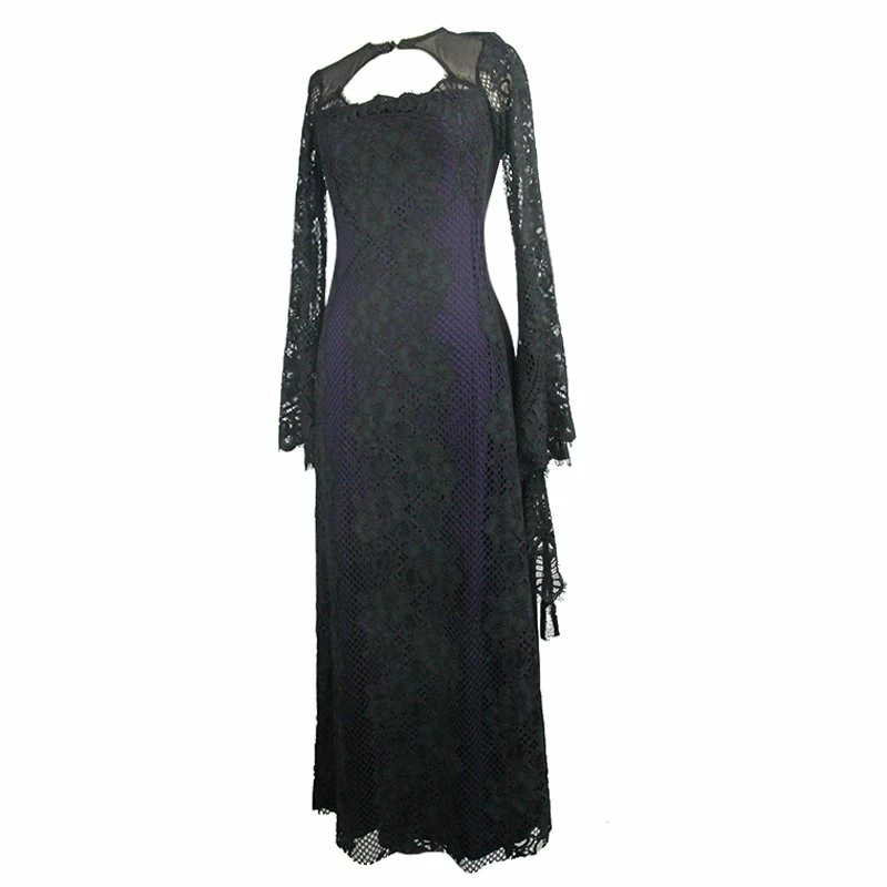 Thinkers Clothing Dresses Gothic Flare Sleeves Hollow Out Floral Lace Long Dress - Image 5