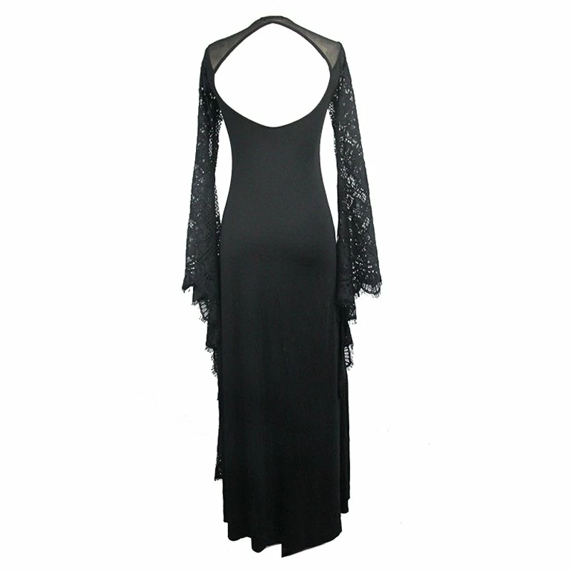 Thinkers Clothing Dresses Gothic Flare Sleeves Hollow Out Floral Lace Long Dress - Image 6
