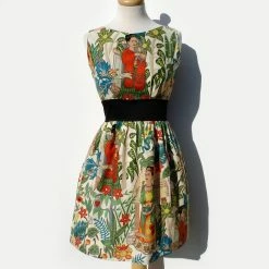 RebelsMarket Dresses Frida Vintage Inspired Rockabilly Dress In Beige