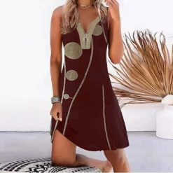 FashionSprout Dresses Front Zipper Asymmetrical Hem Sleeveless Mini Dress