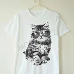 RebelsMarket T-Shirts Glasses Cat Shirt Galaxy Shirt Meow Shirt Animal Tee Women Shirt Shirt