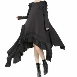 FashionSprout Dresses Gothic Chic Irregular Long Sleeve Black Dress