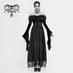 Thinkers Clothing Dresses Gothic Flared Sleeve Patchwork Gathered Dress