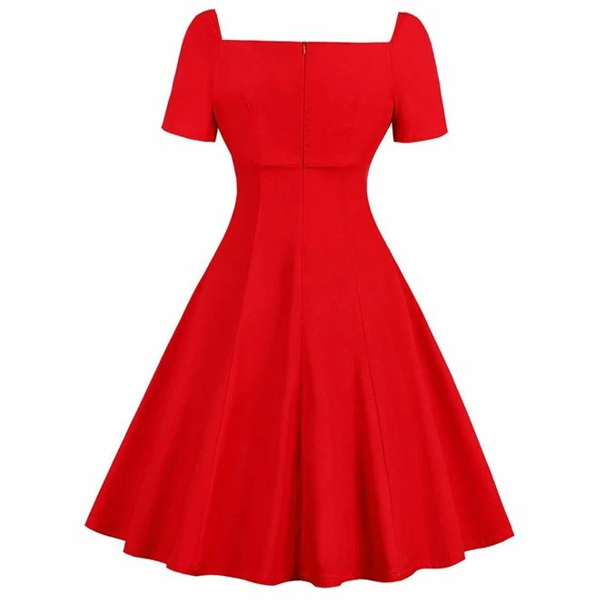 FashionSprout Dresses Gothic Vintage & Retro Lolita Lace Up Black Red Pleated Dress - Image 4