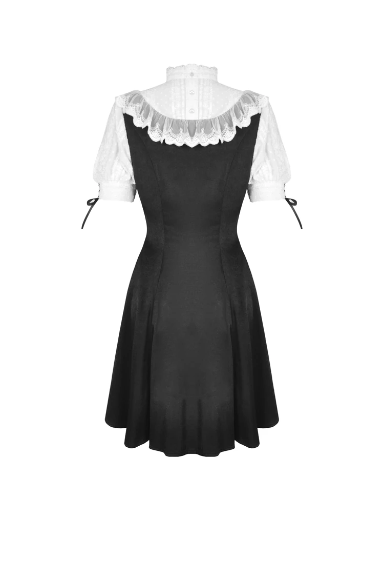 Dark In Love Dresses Gothic Lolita Bow Knots Pleated Black White Doll Midi Dress - Image 4
