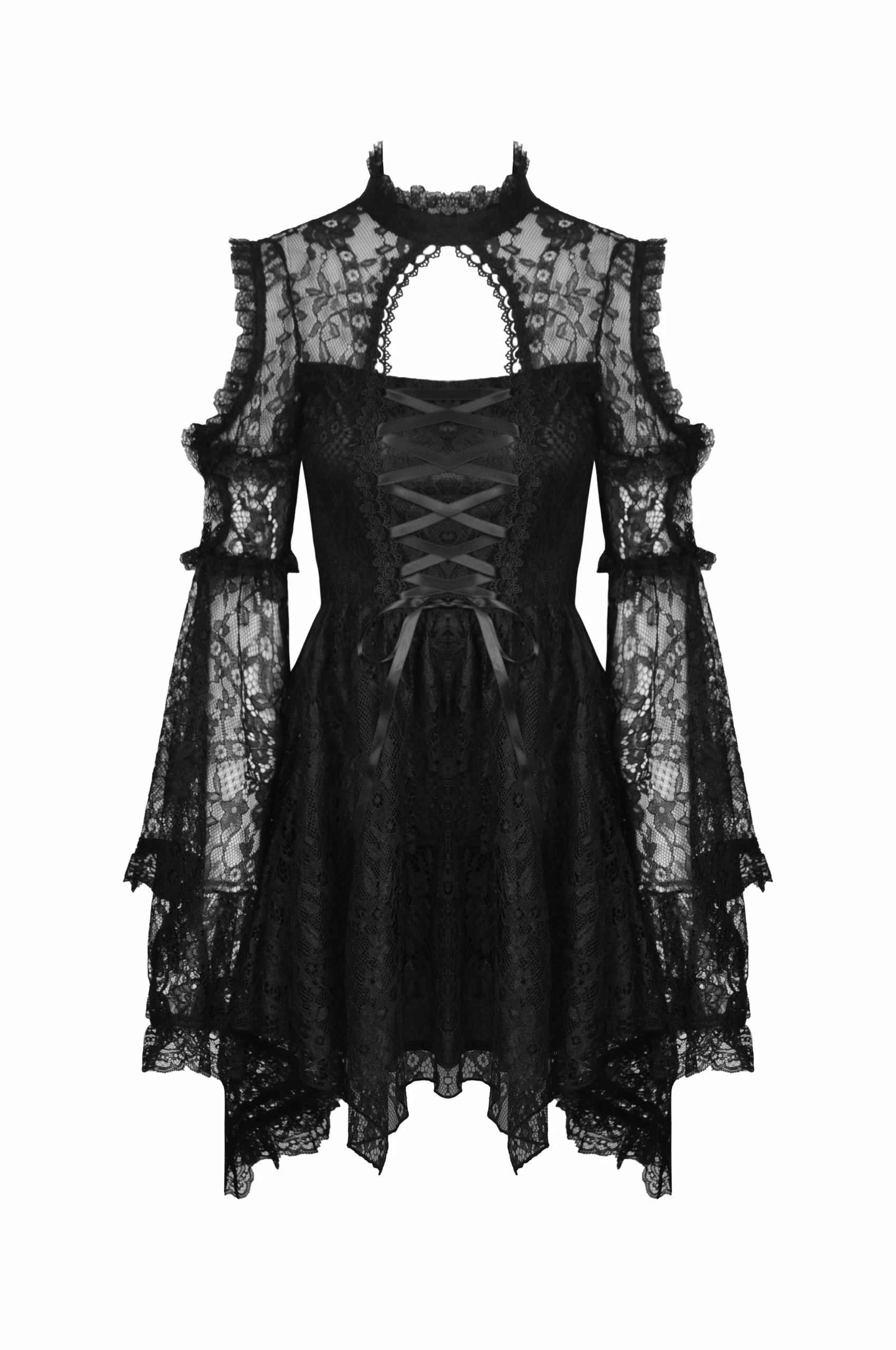 Dark In Love Dresses Gothic Sexy Bell Sleeves Mini Dress - Image 2