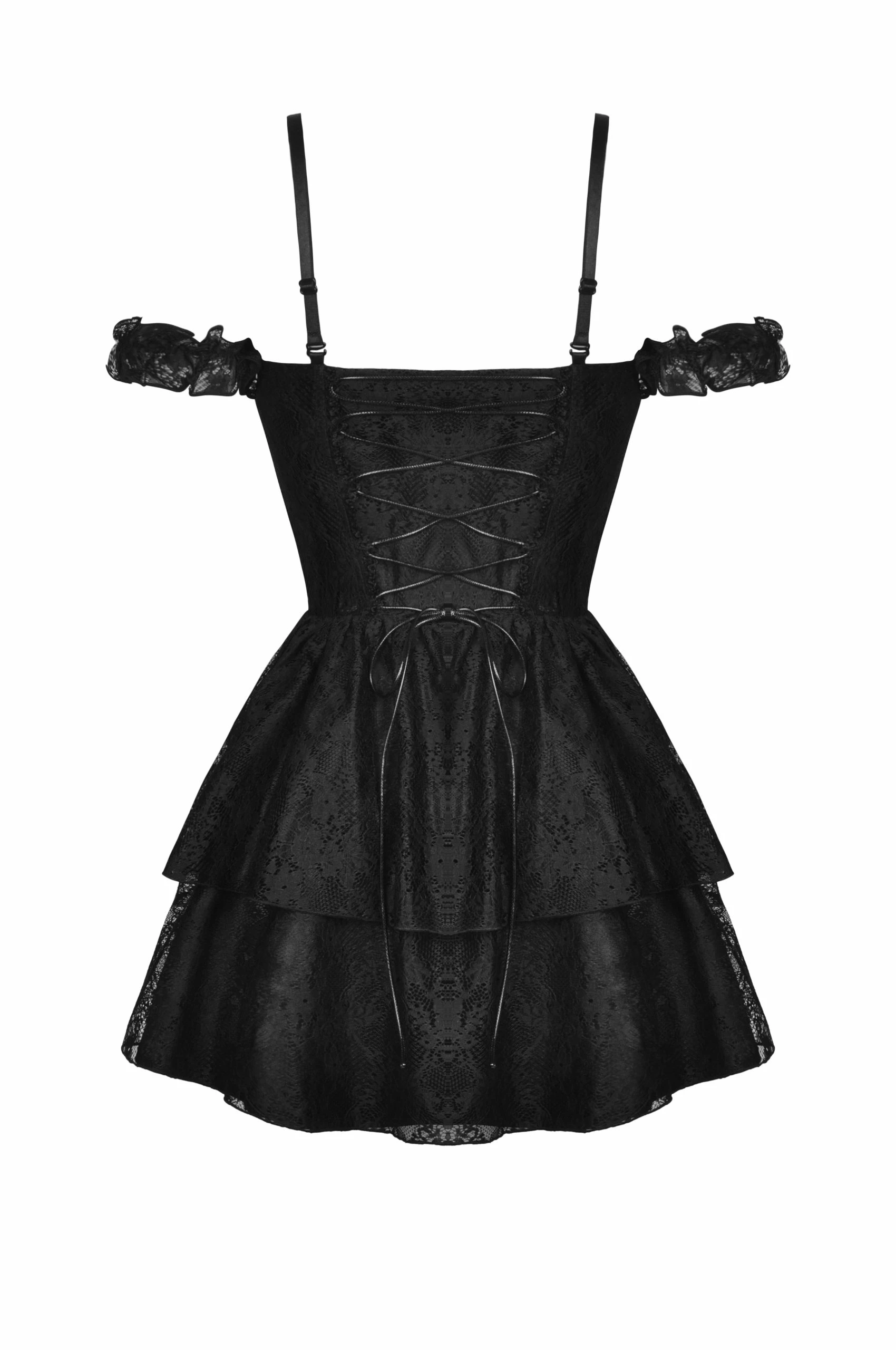Dark In Love Dresses Gothic Sexy Lace Dark Red Mini Dress - Image 3