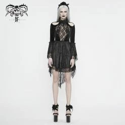 Thinkers Clothing Dresses High Neck Mesh Black Gothic Dress