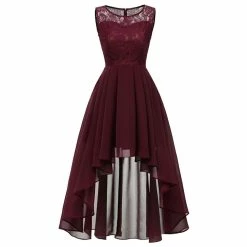 RebelsMarket Dresses Streetwear Floral Lace Embroidery Irregular Chiffon Dress