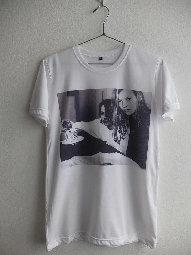 RebelsMarket T-Shirts Johnny Depp Kate Moss Fashion Pop Rock T Shirt M