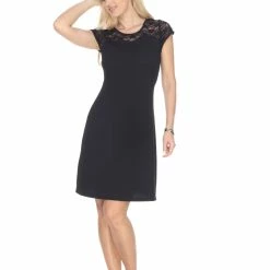 White Mark Clothing Dresses Lace Neckline Shift Dress